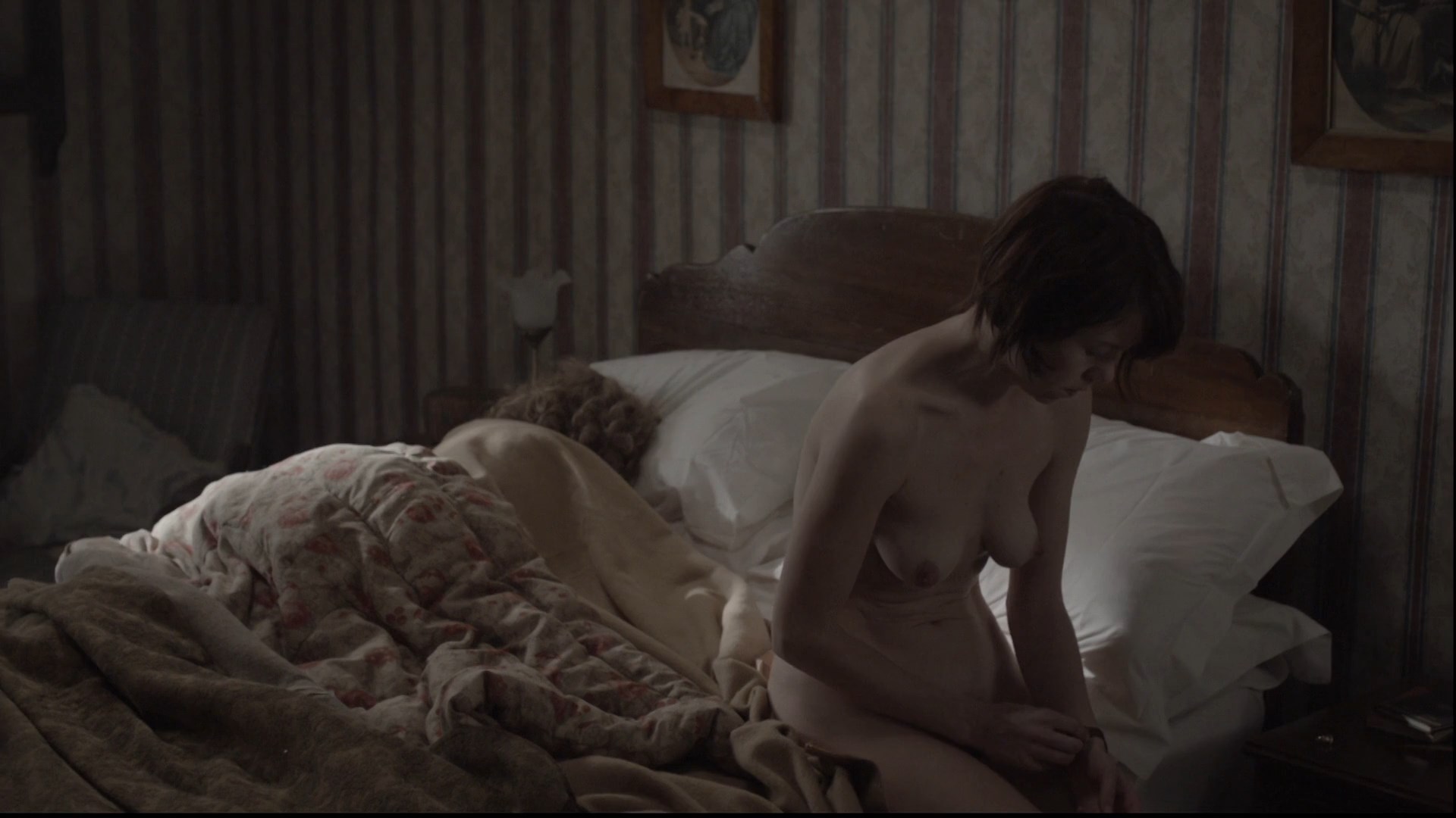 Topless Anna Wilson Jones and Claire Foy enjoy bath together. 