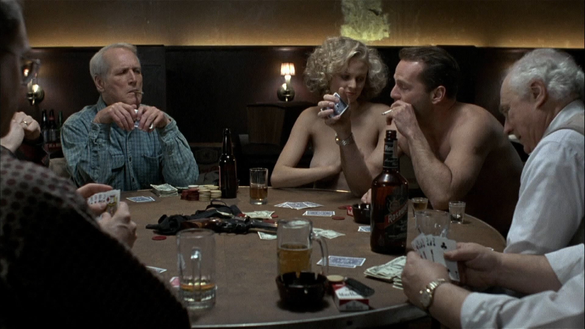 Long scene where Shannah Laumeister plays poker with some guys. 